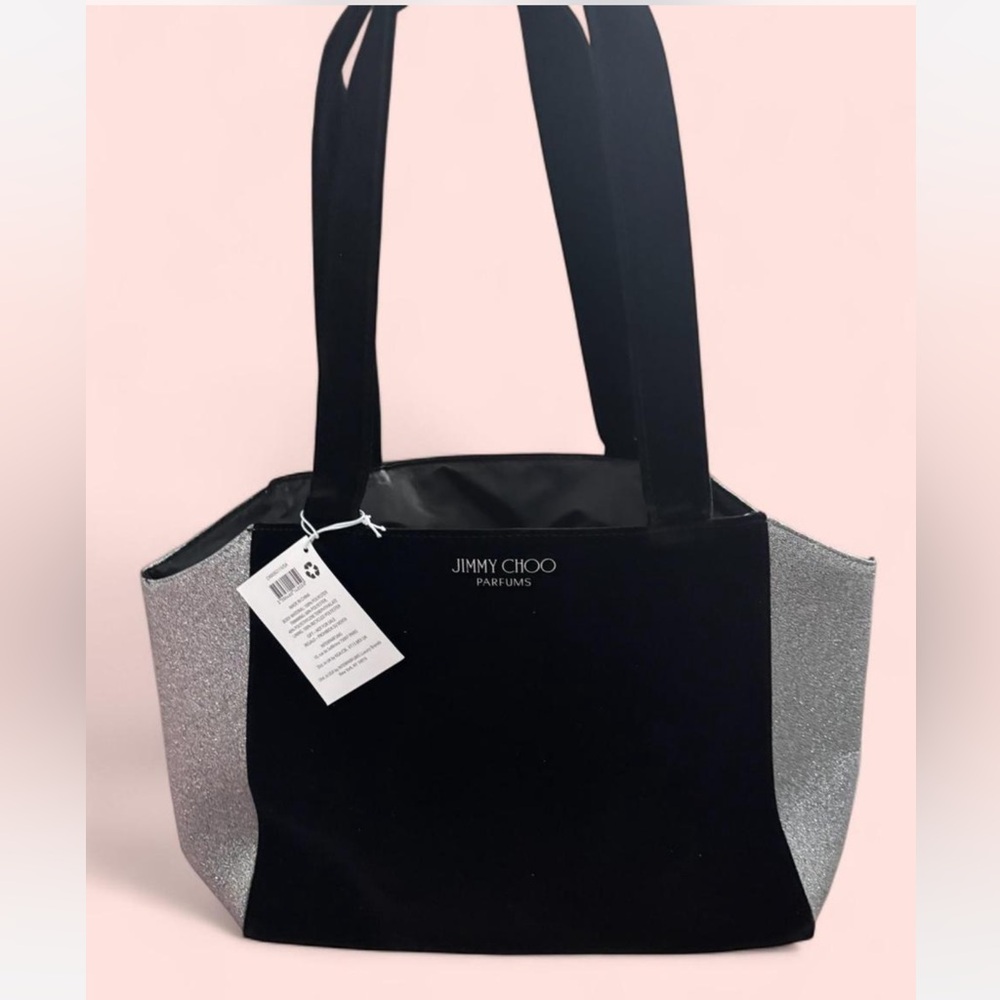 Jimmy Choo Black Tote with Silver Glitter Sides